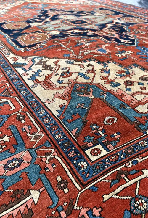 ANTIQUE PERSIAN SERAPI CARPET 376X267 - ADDITIONAL PHOTO 4