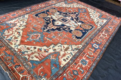 ANTIQUE PERSIAN SERAPI CARPET 376X267 - ADDITIONAL PHOTO 7