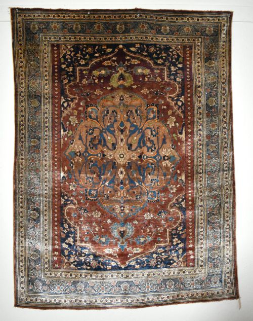 fine antique heriz silk rug - CATEGORY: ANTIQUE RUGS - DATED 1880