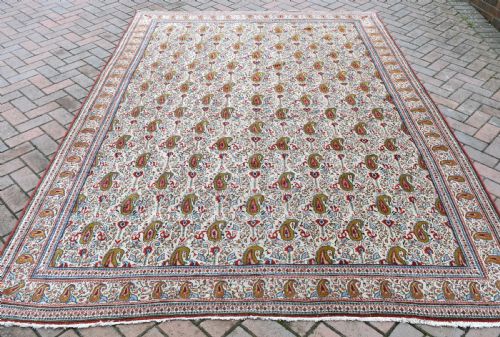 old persian qum carpet 297x213cm - CATEGORY: ANTIQUE RUGS - DATED 1920