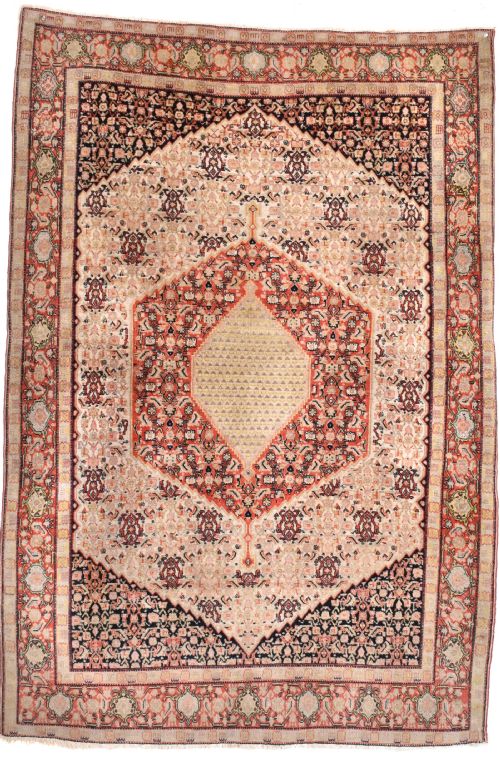 FINE ANTIQUE PERSIAN SENNEH RUG 196X133CM