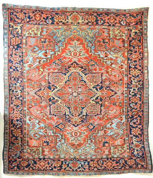 antique persian karaja heriz square carpet 183x152cm - CATEGORY: ANTIQUE RUGS - DATED 1890