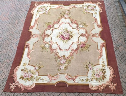 antique french aubusson large carpet 472x396cm - CATEGORY: ANTIQUE RUGS - DATED 1850