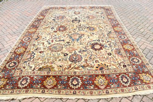 old benylian tabriz roomsize carpet 355x259cm - CATEGORY: ANTIQUE RUGS - DATED 1920