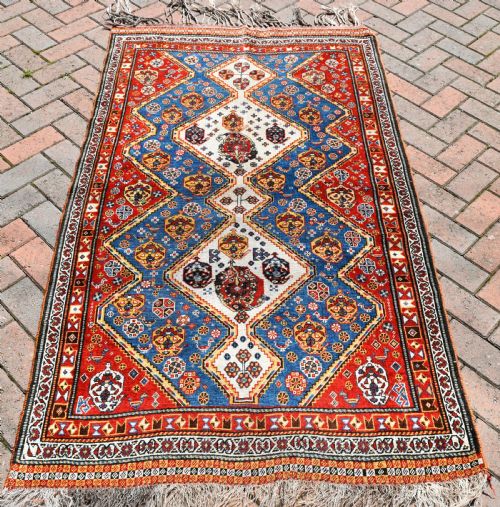 fine antique qasgai tribal rug 188x104cm - CATEGORY: ANTIQUE RUGS - DATED 1890