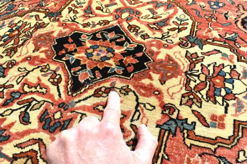 ANTIQUE PART SILK SAROUK RUG 143X108CM - ADDITIONAL PHOTO 4