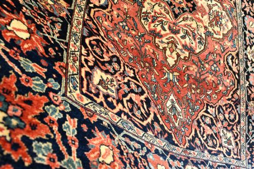 ANTIQUE PART SILK SAROUK RUG 143X108CM - ADDITIONAL PHOTO 6