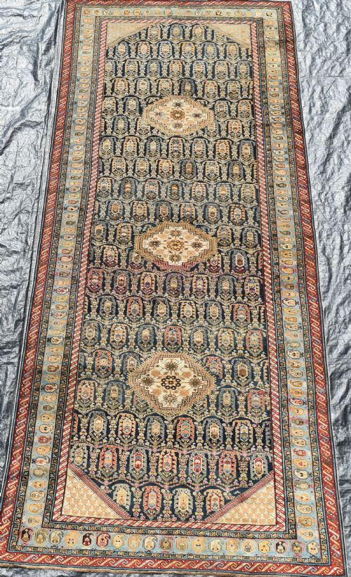 fine caucasian khila kelleh carpet 372x153cm - CATEGORY: ANTIQUE RUGS - DATED 1870