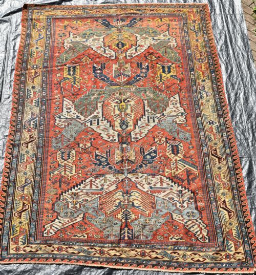Antique Caucasian Dragon Sumak Carpet 298x201cm