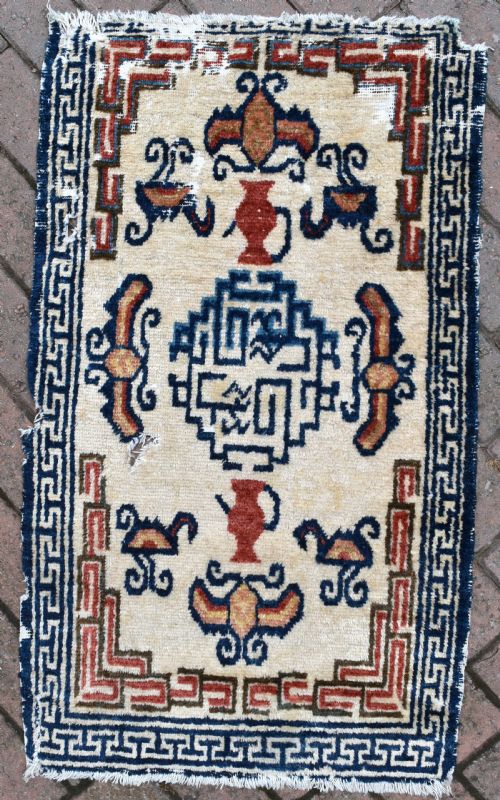 antique kansu mat 97x56cm - CATEGORY: ANTIQUE RUGS - DATED 1850