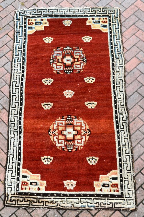 unusually large tibetan carpet 229x121cm - CATEGORY: ANTIQUE RUGS - DATED 1920