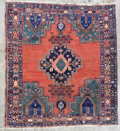 antique afshar rug 149x134cm - CATEGORY: ANTIQUE RUGS - DATED 1900
