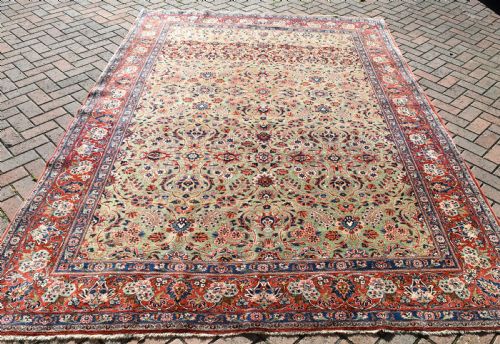 ANTIQUE GREEN GROUND KASHAN CARPET 304X212CM - ADDITIONAL PHOTO 1