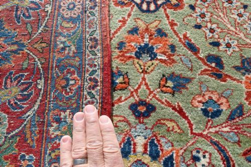 ANTIQUE GREEN GROUND KASHAN CARPET 304X212CM - ADDITIONAL PHOTO 3
