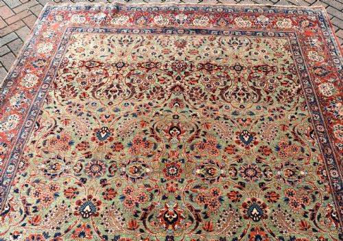 ANTIQUE GREEN GROUND KASHAN CARPET 304X212CM - ADDITIONAL PHOTO 5
