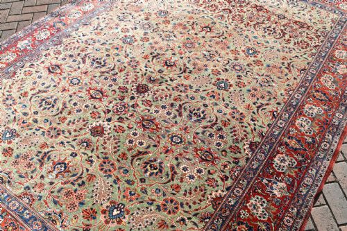 ANTIQUE GREEN GROUND KASHAN CARPET 304X212CM - ADDITIONAL PHOTO 8