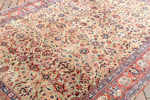 ANTIQUE GREEN GROUND KASHAN CARPET 304X212CM - ADDITIONAL PHOTO 9