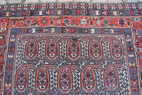 ANTIQUE IVORY GROUND KHAMSEH TRIBAL RUG 166X134CM - ADDITIONAL PHOTO 4