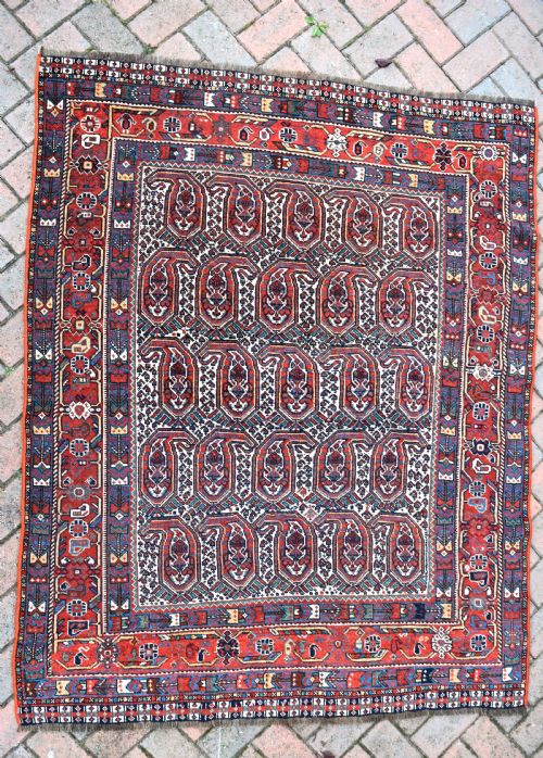 ANTIQUE IVORY GROUND KHAMSEH TRIBAL RUG 166X134CM - ADDITIONAL PHOTO 6