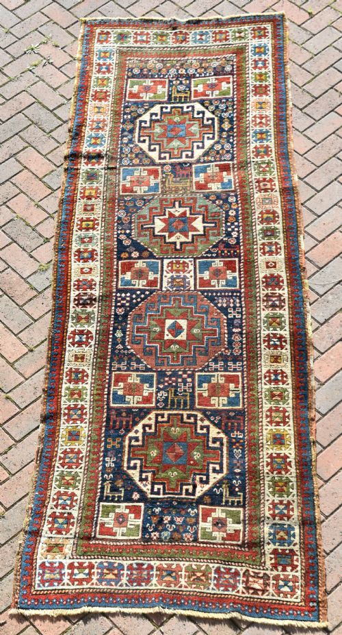 antique caucasian shirvan long rug 304x102cm - CATEGORY: ANTIQUE RUGS - DATED 1870