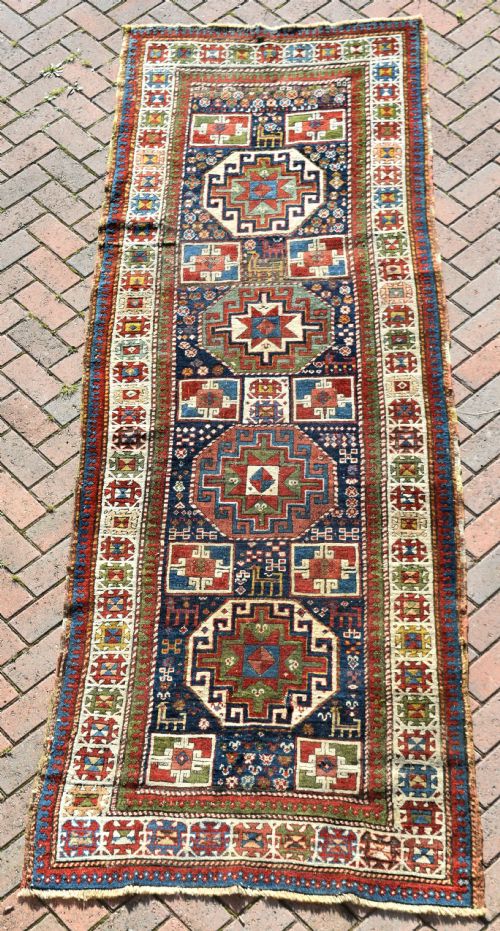 ANTIQUE CAUCASIAN SHIRVAN LONG RUG 304X102CM - ADDITIONAL PHOTO 4