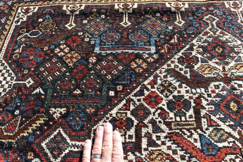 OLD KHAMSEH TRIBAL RUG 225X161CM - ADDITIONAL PHOTO 4