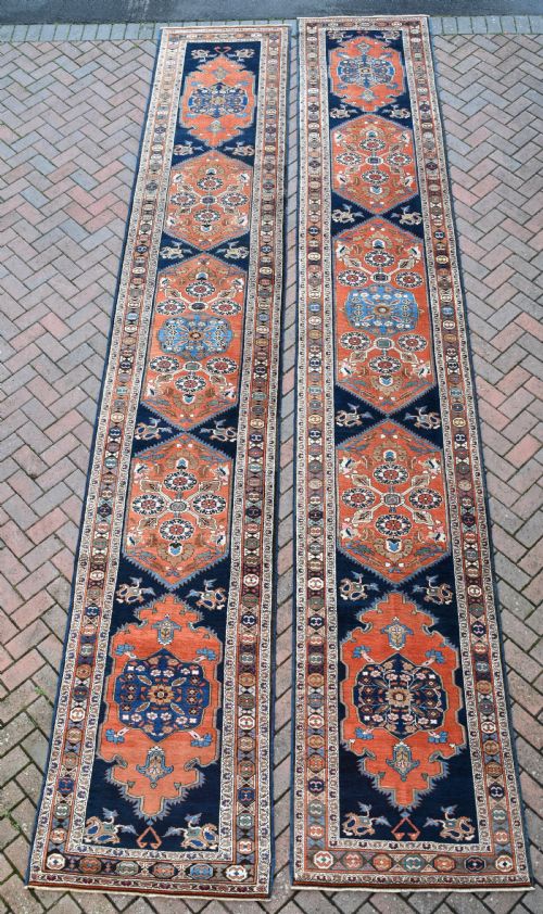 pair of very long antique heriz runners - CATEGORY: ANTIQUE RUGS - DATED 1900