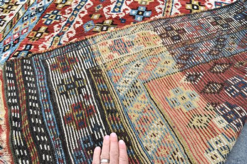ANTIQUE QASGAI GABBEH TRIBAL RUG 293X139 - ADDITIONAL PHOTO 6