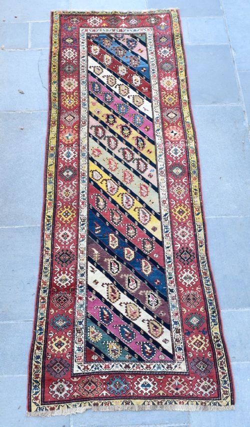 antique caucasian genge long rug 306x110 - CATEGORY: ANTIQUE RUGS - DATED 1880