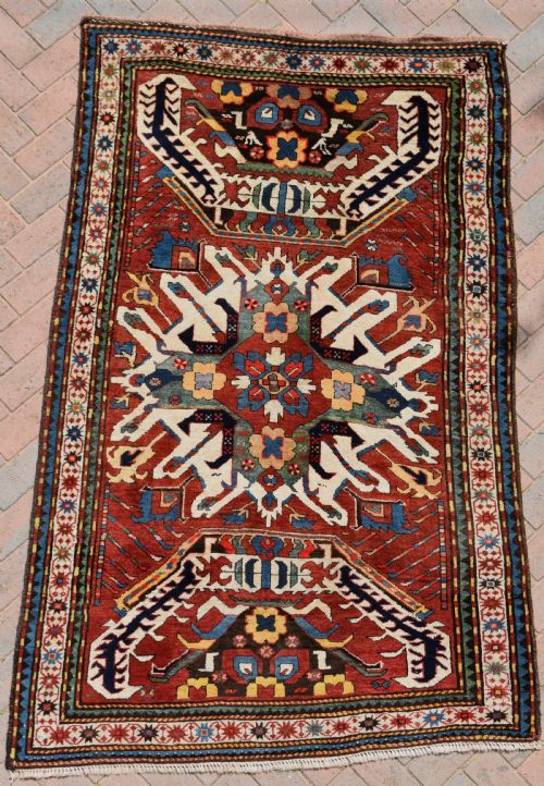 antique eagle kazak rug 209x134cm - CATEGORY: ANTIQUE RUGS - DATED 1880