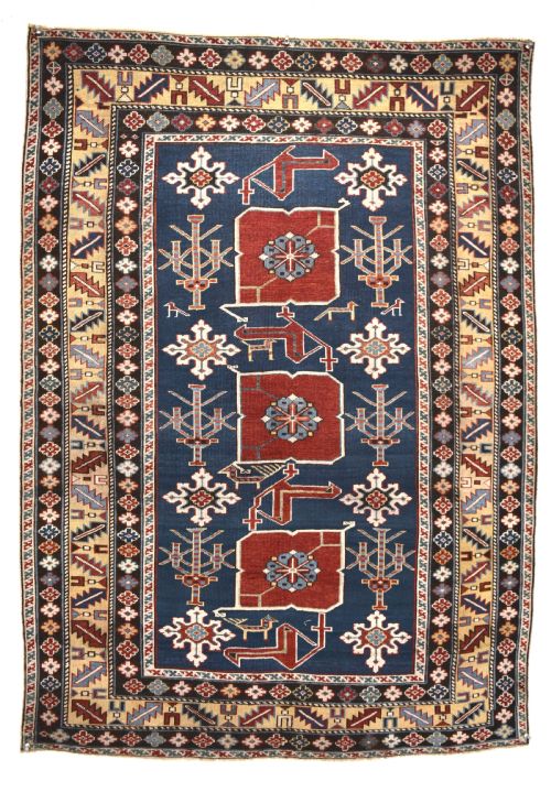 fine antique caucasian karagashli village rug 140x98 cm - CATEGORY: ANTIQUE RUGS - DATED 1880