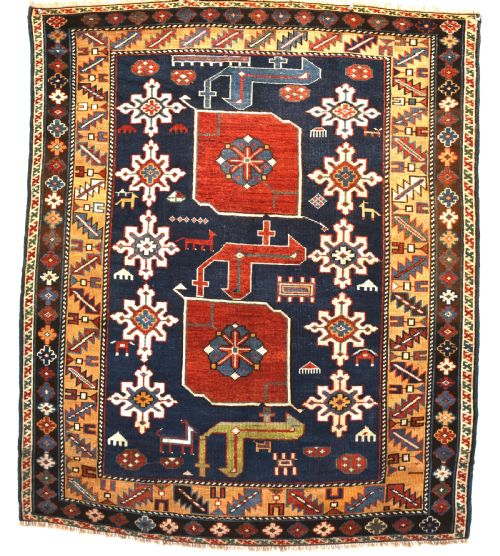 fine antique karagashli village rug 130x109 cm - CATEGORY: ANTIQUE RUGS - DATED 1880