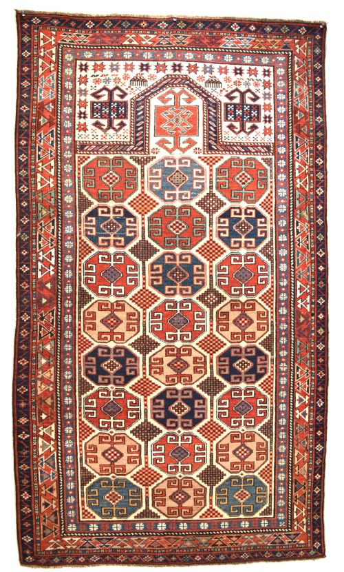 a fine and rare caucasian moghan prayer rug 160x91 cm - CATEGORY: ANTIQUE RUGS - DATED 1870