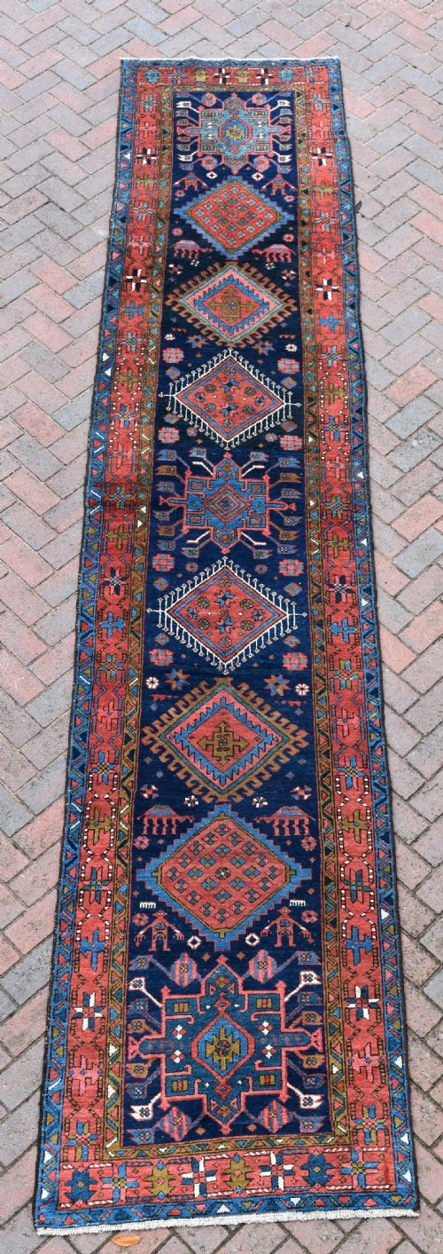 antique karaja runner 445 x 96cm - CATEGORY: ANTIQUE RUGS - DATED 1910