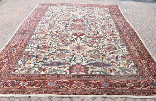 fine antique mahal room size carpet on ivory ground440x324cm - CATEGORY: ANTIQUE RUGS - DATED 1880