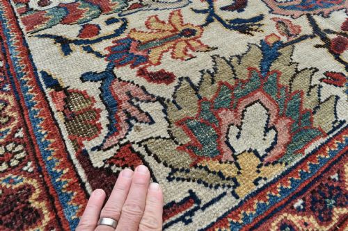 FINE ANTIQUE MAHAL ROOM SIZE CARPET ON IVORY GROUND440X324CM - ADDITIONAL PHOTO 3