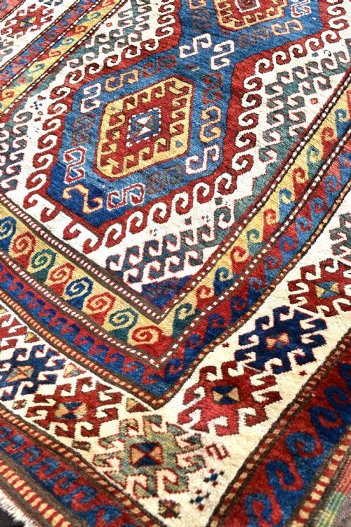 ANTIQUE CAUCASIAN BORJALU KAZAK RUG 209X154CM - ADDITIONAL PHOTO 2