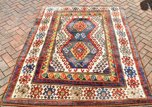 ANTIQUE CAUCASIAN BORJALU KAZAK RUG 209X154CM - ADDITIONAL PHOTO 3