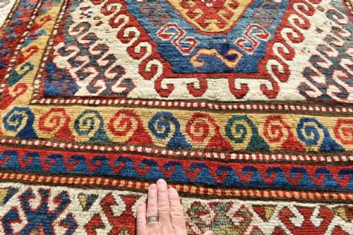 ANTIQUE CAUCASIAN BORJALU KAZAK RUG 209X154CM - ADDITIONAL PHOTO 5