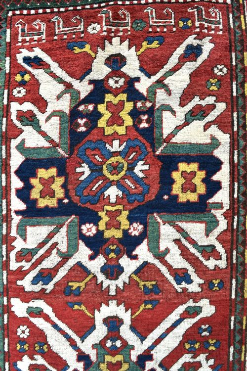 AN ANTIQUE CHELEBERED EAGLE KAZAK LONG RUG 285X102CM - ADDITIONAL PHOTO 3
