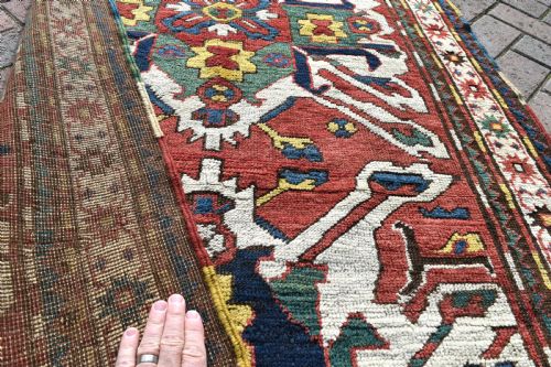 AN ANTIQUE CHELEBERED EAGLE KAZAK LONG RUG 285X102CM - ADDITIONAL PHOTO 4