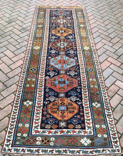 antique kurdish long rug 288x100cm - CATEGORY: ANTIQUE RUGS - DATED 1870