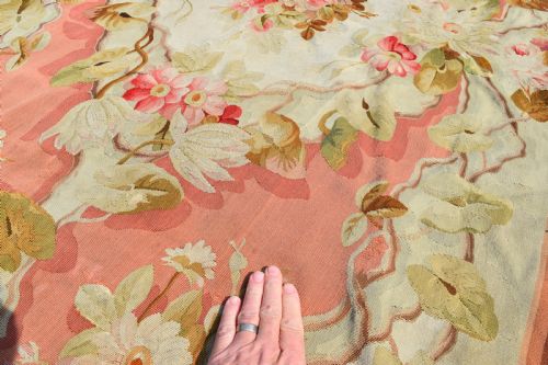 ANTIQUE FRENCH AUBOSSON RUG 200X96CM - ADDITIONAL PHOTO 3