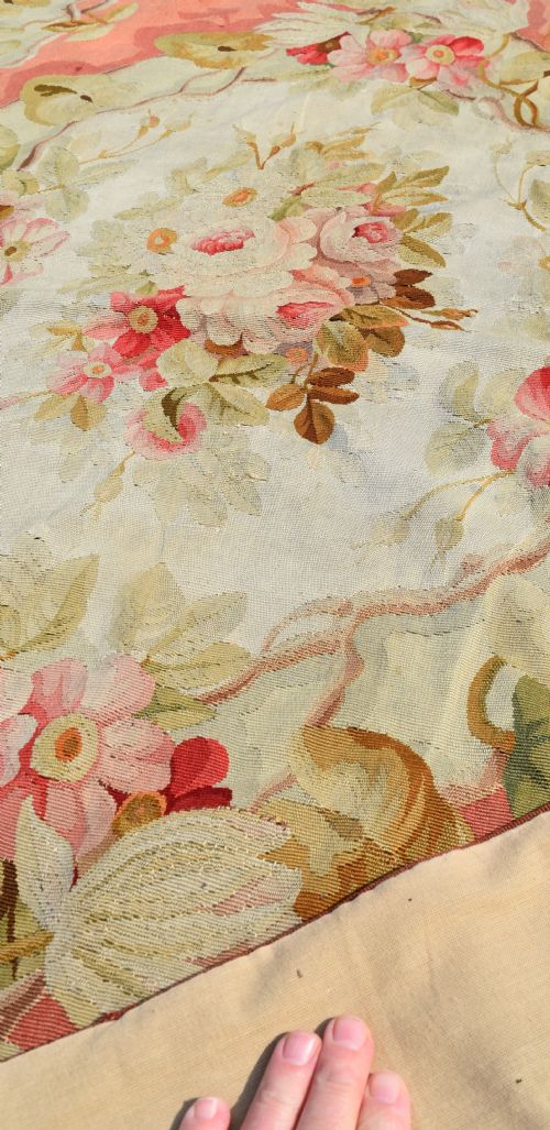 ANTIQUE FRENCH AUBOSSON RUG 200X96CM - ADDITIONAL PHOTO 4