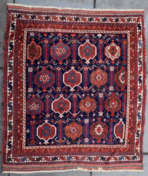 very fine antique afshar tribal rug 120x107cm - CATEGORY: ANTIQUE RUGS - DATED 1870