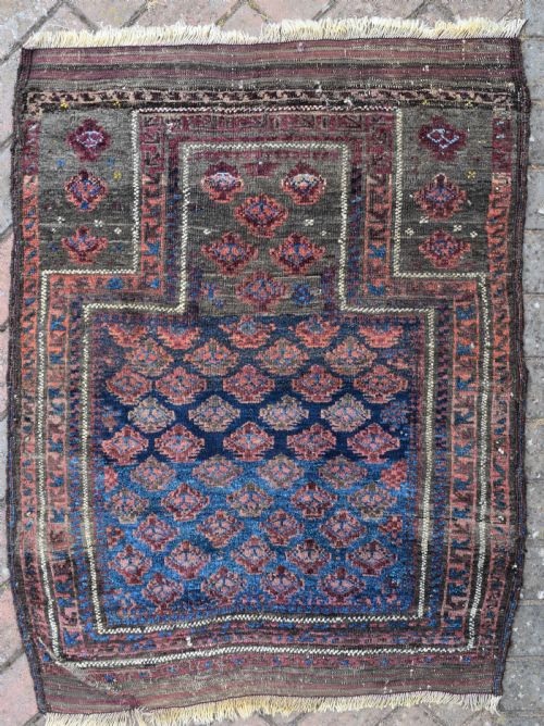 antique baluch prayer rug - CATEGORY: ANTIQUE RUGS - DATED 1900