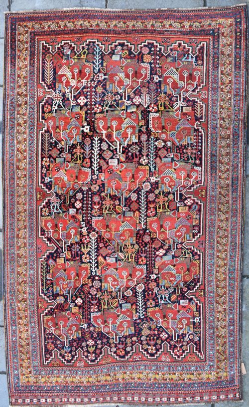 fine antique khamseh carpet 247x151 cm - CATEGORY: ANTIQUE RUGS - DATED 1880