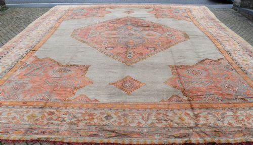 massive antique ushak carpet 597x525 cm - CATEGORY: ANTIQUE RUGS - DATED 1900