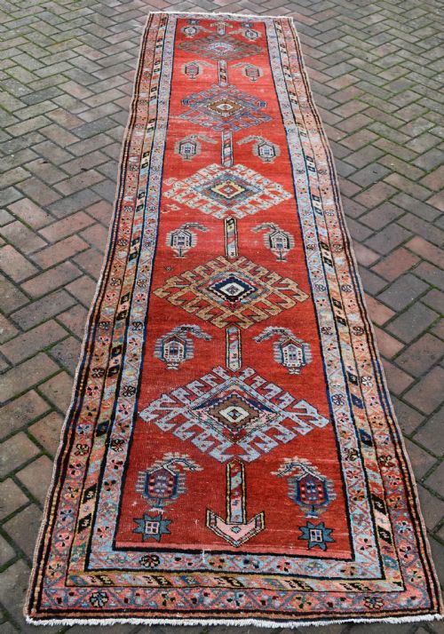 antique bakshaish narrow runner 338 x 86 cm - CATEGORY: ANTIQUE RUGS - DATED 1880