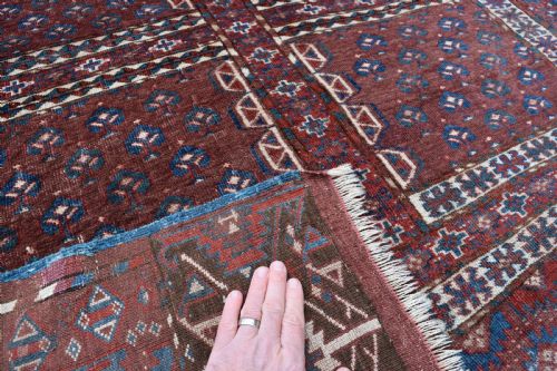 ANTIQUE TURKMAN YOMUD ENSI 154X133 CM - ADDITIONAL PHOTO 5